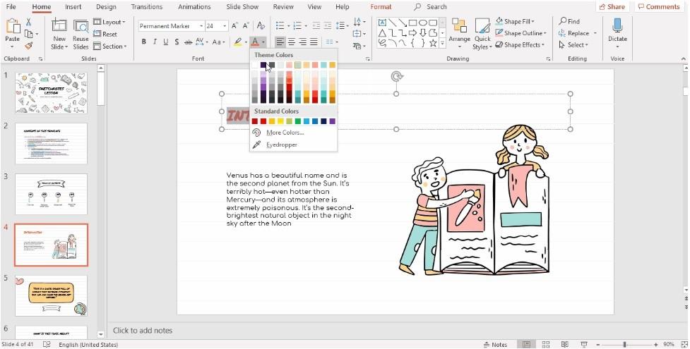 Cách thay đổi màu sắc trong PowerPoint